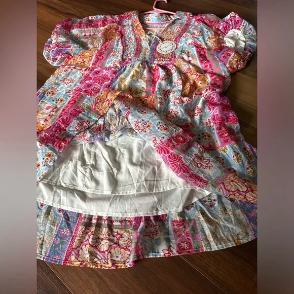 Umgee Boho Mixed Floral Patchwork Babydoll Mini Dress XL - Picture 13 of 14